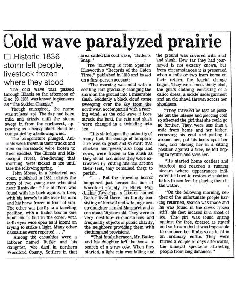 Cold wave paralyzed prairie