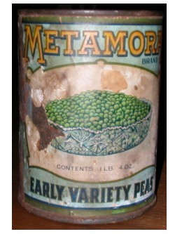 A photo of a can from the Metamora Packing Company