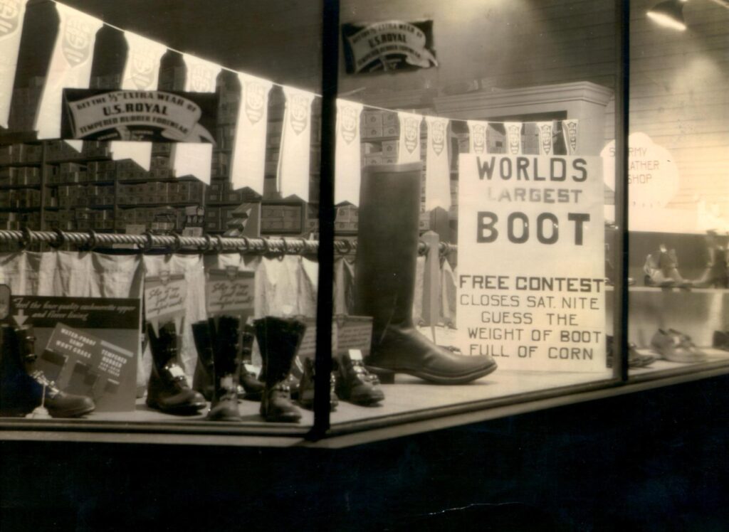 Store window at 114 N. Niles, 1930s