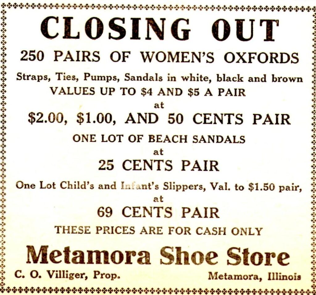 May 19, 1939 ad in Metamora Herald - Villiger