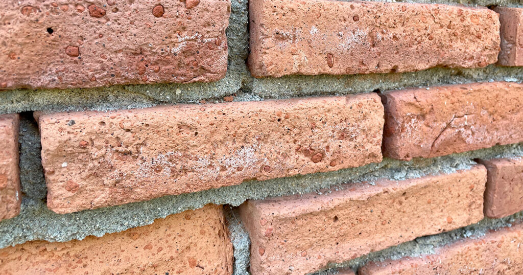 A close-up of bricks from the historic Stevenson Home in Metamora, Illinois