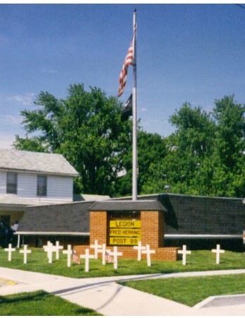 Veterans Day memorial in front of American Legion Post 89