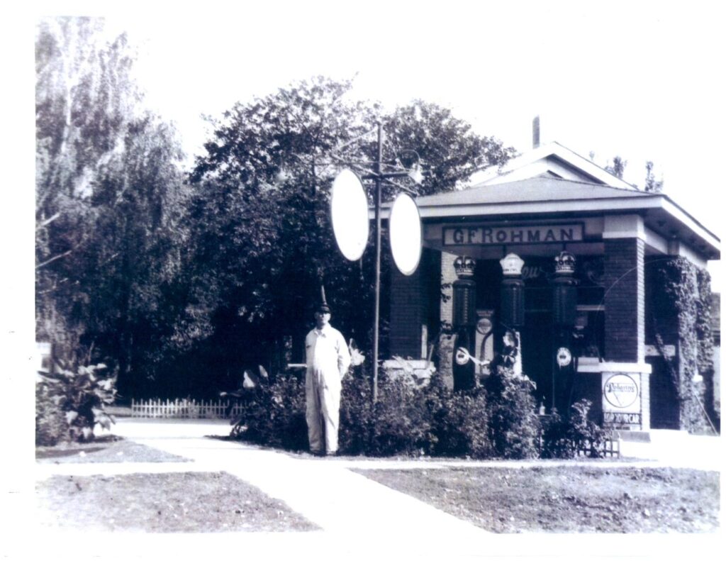 George Rohman Gas Station located at the corner of Partridge and Niles Streets