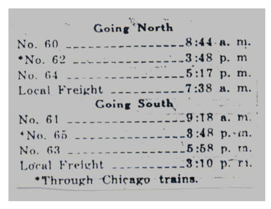 Metamora train schedule