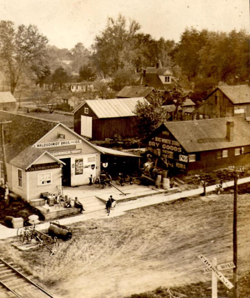 Arial photo of first Waldschmidt Bros. Store